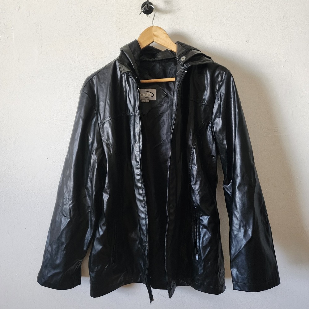 Y2k Vintage Rave Black Rain Full Zip Jacket XL